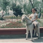 Daughter happy when horse riding